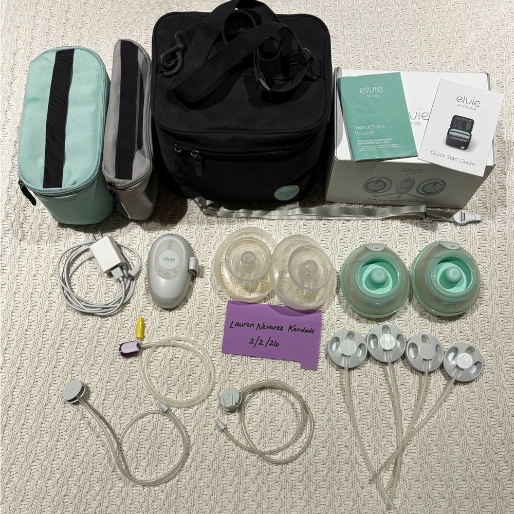 Elvie Breast Pump Set with Black and Mint Accessories